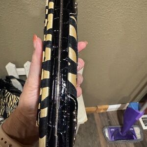 PNG gold and black, zebra striped beautiful purse with matching wallet